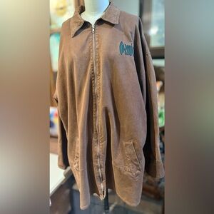 Vintage Corniche Brown Oversized Zip Jacket 90s Y2K Unisex Cotton L